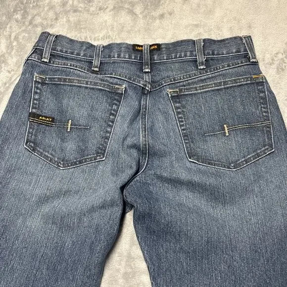 Ariat Jeans Mens 32x32 Blue Denim Rebar M4 Relaxed Boot Cut Denim Western Work - Picture 8 of 8